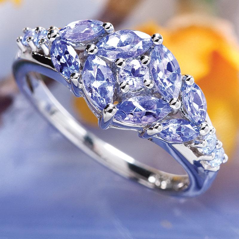 Tanzanite Cluster Ring